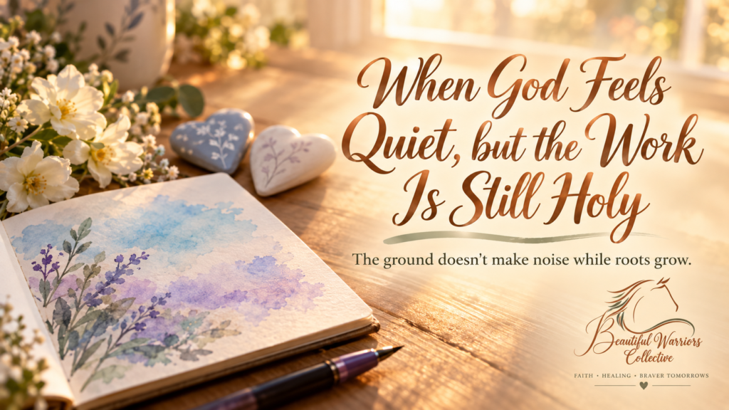 A peaceful devotional at sunrise — When God Feels Quiet, but the Work Is Still Holy.