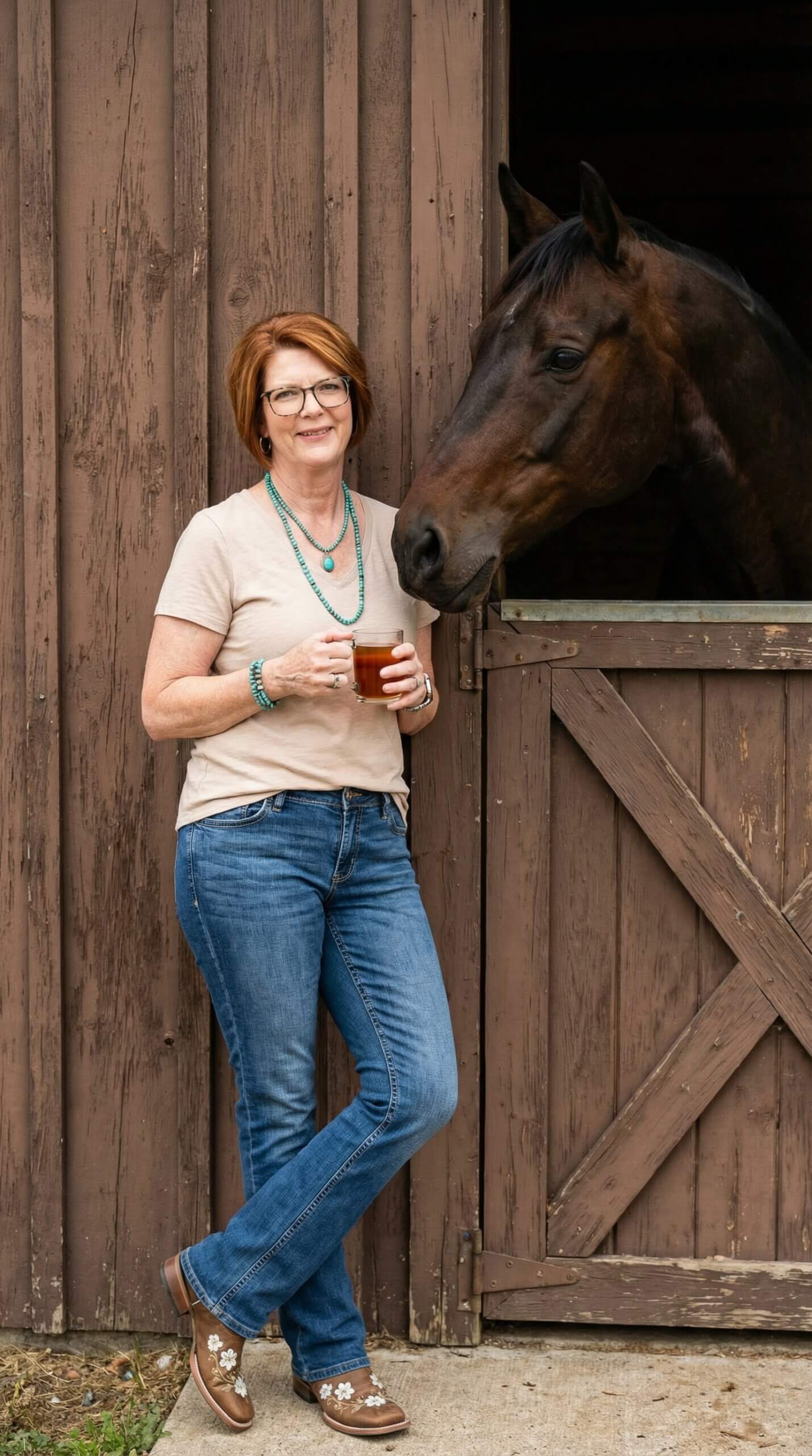 Christy Taylor with Horse and Glass of Tea